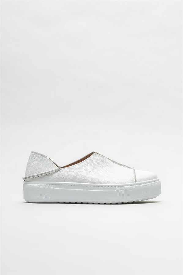 Beyaz deri kadın spor ayakkabı - Elle Shoes