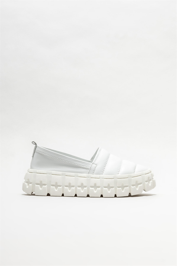 Beyaz deri kadın spor ayakkabı - Elle Shoes