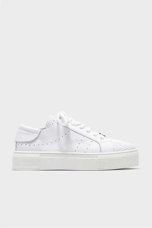 Beyaz deri kadın sneaker - Elle Shoes