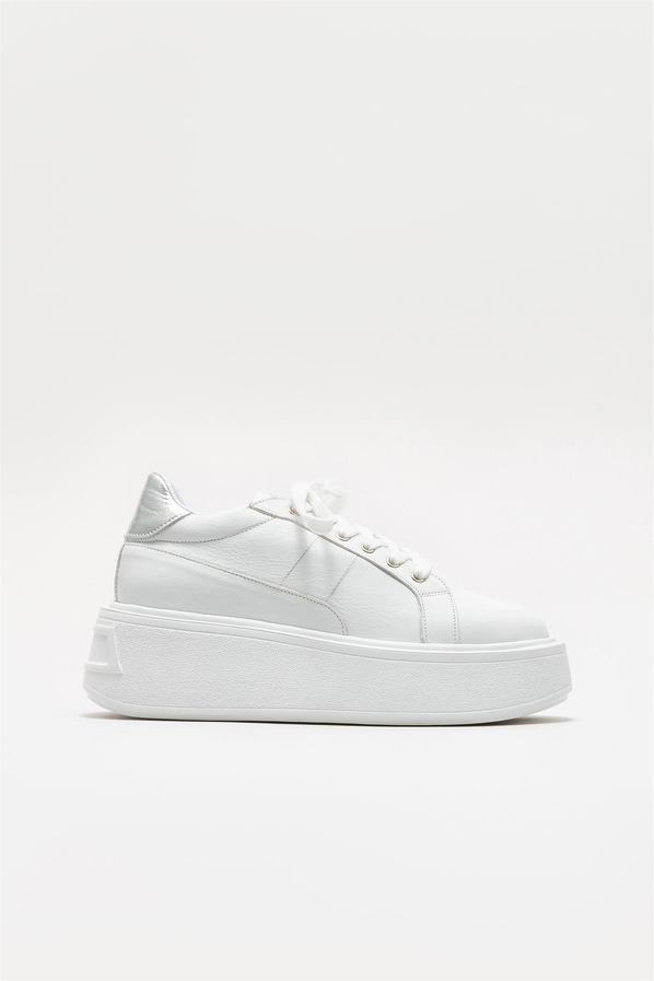 Beyaz deri kadın sneaker - Elle Shoes