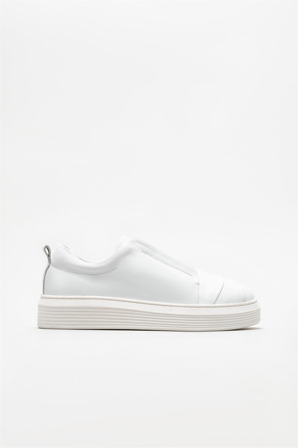 Beyaz deri kadın sneaker - Elle Shoes