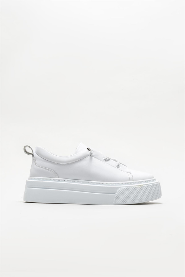 Beyaz deri kadın sneaker - Elle Shoes