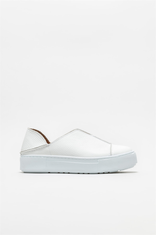 Beyaz deri kadın spor ayakkabı - Elle Shoes