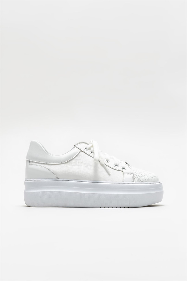 Beyaz deri kadın sneaker - Elle Shoes