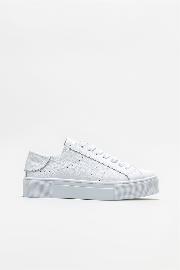 Beyaz deri kadın sneaker - Elle Shoes