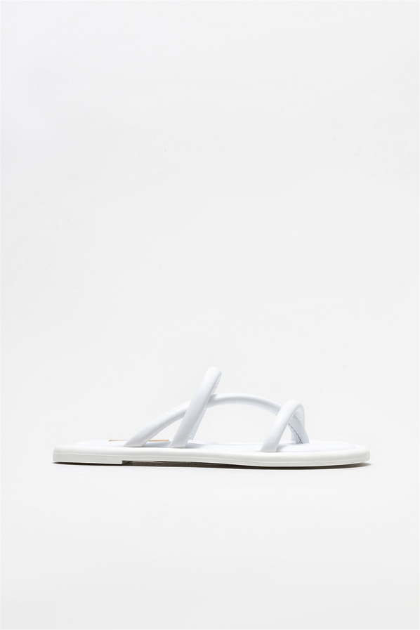 Beyaz düz kadın terlik, günlük kullanım için - Elle Shoes