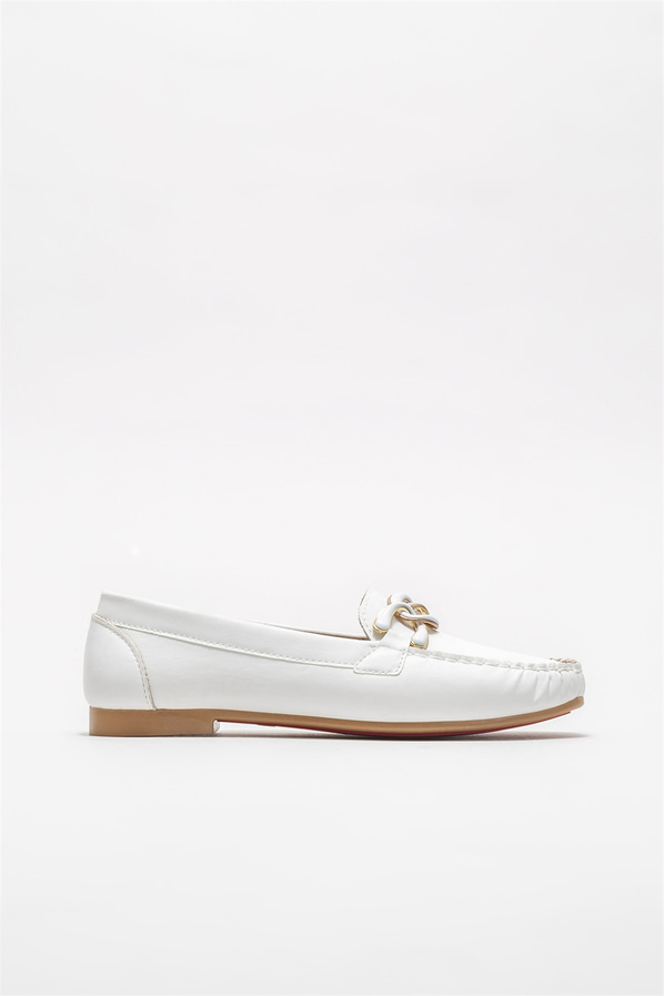 Beyaz kadın loafer - Elle Shoes