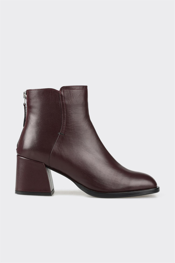 Bordo deri kadın bot, klasik stil için - Elle Shoes