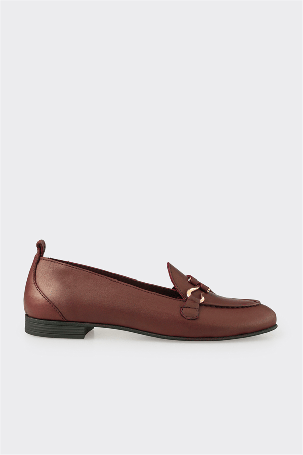 Bordo Deri Kadın Loafer