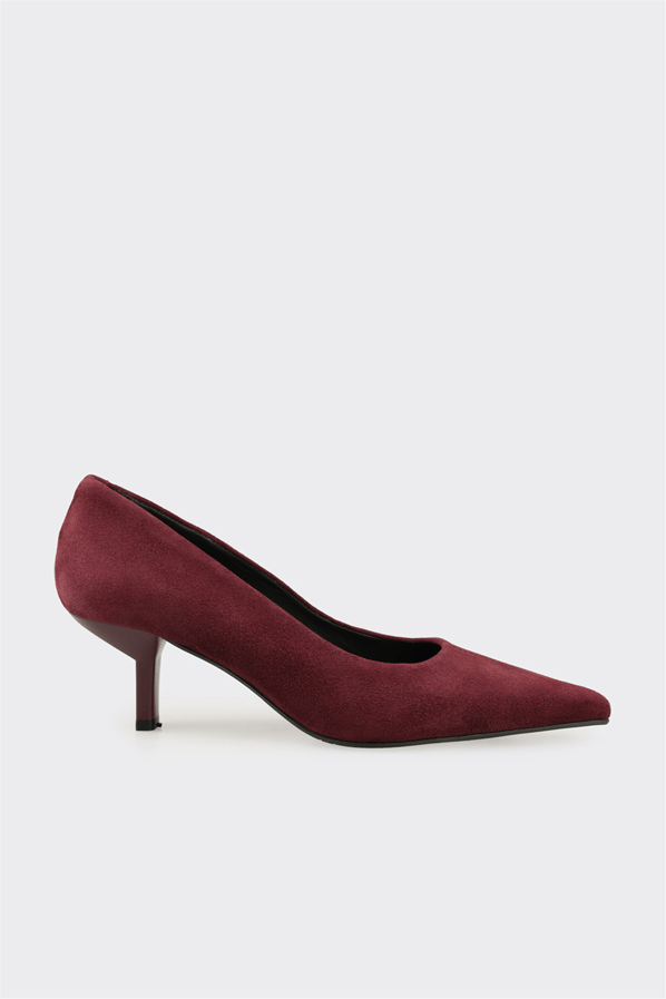 Bordo Deri Kadın Stiletto