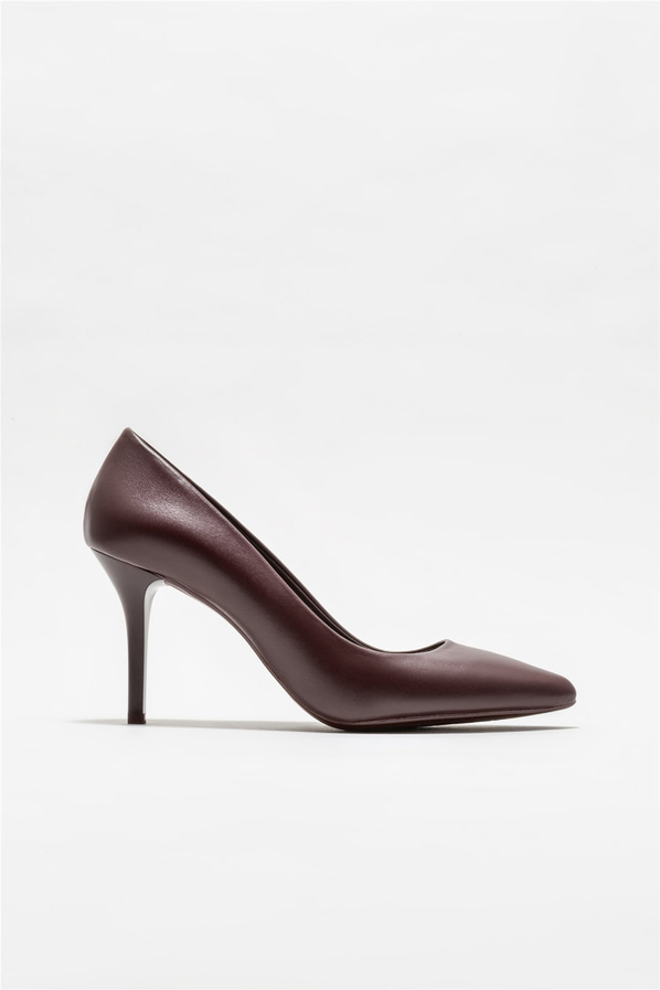 Bordo deri kadın stiletto - Elle Shoes