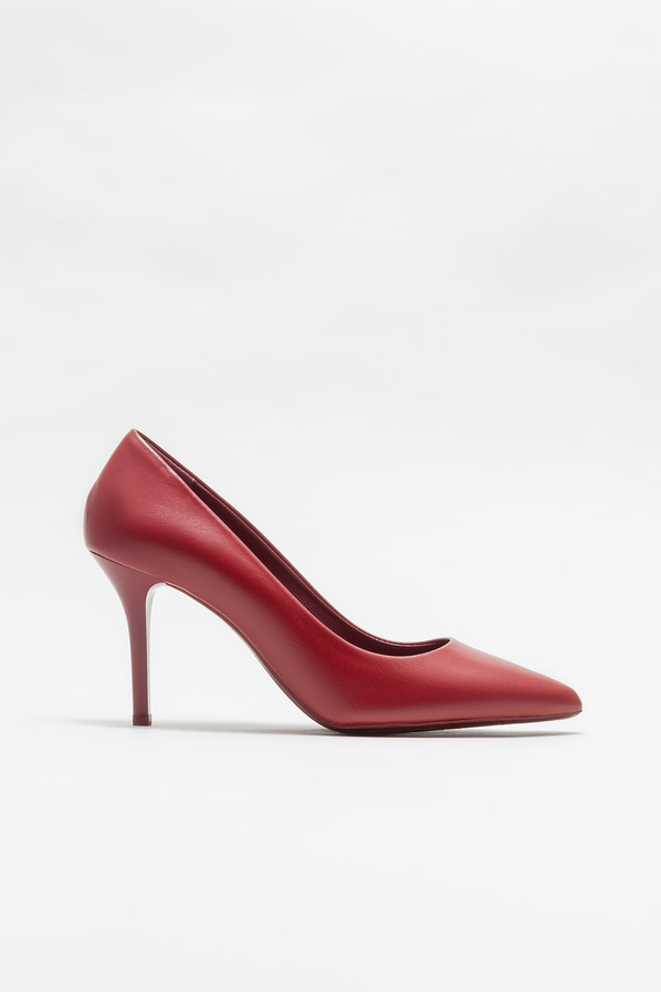 Bordo deri kadın stiletto - Elle Shoes