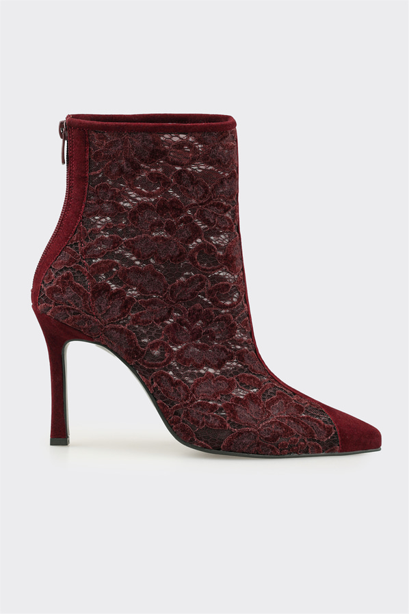 Bordo Kadın Yüksek Topuk Bot