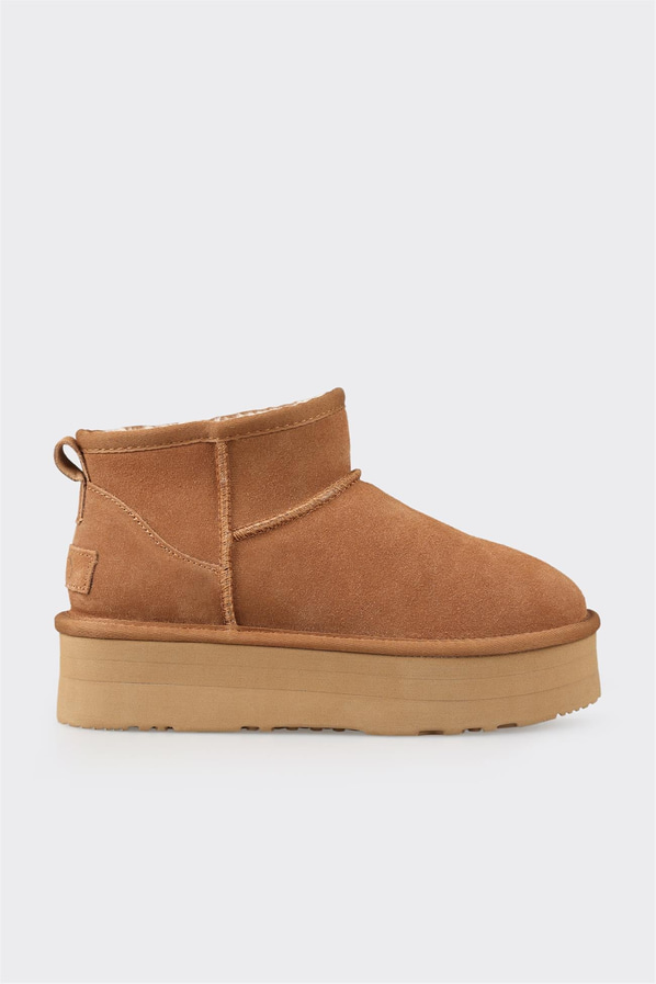 Camel deri kadın bot, ofis stili için - Elle Shoes