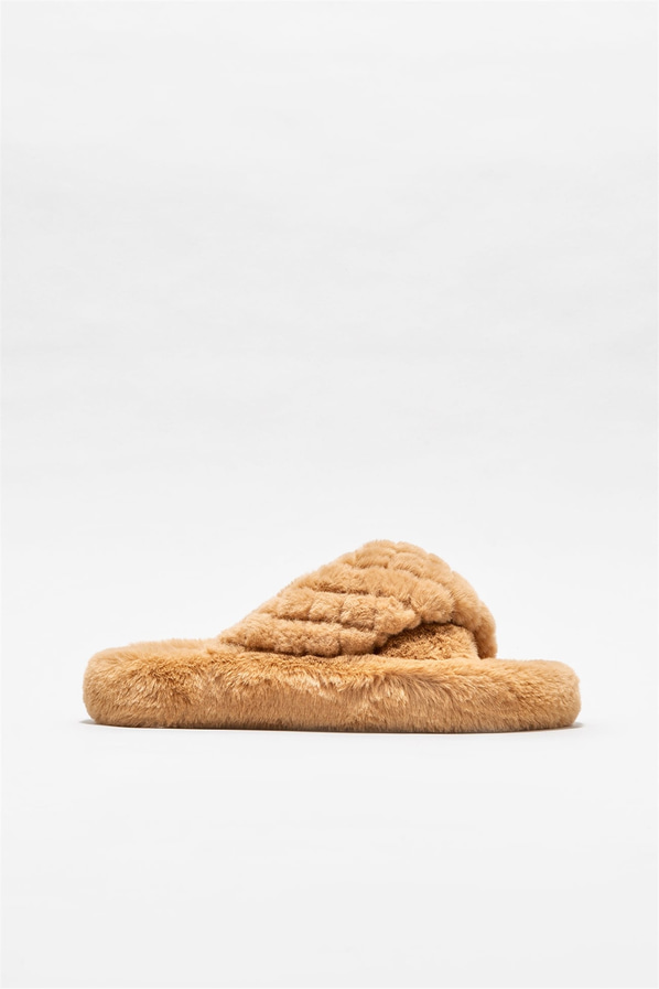 Camel kadın düz terlik - Elle Shoes