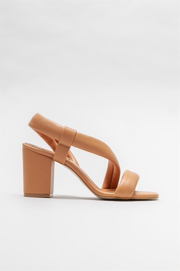 Camel topuklu kadın sandalet - Elle Shoes