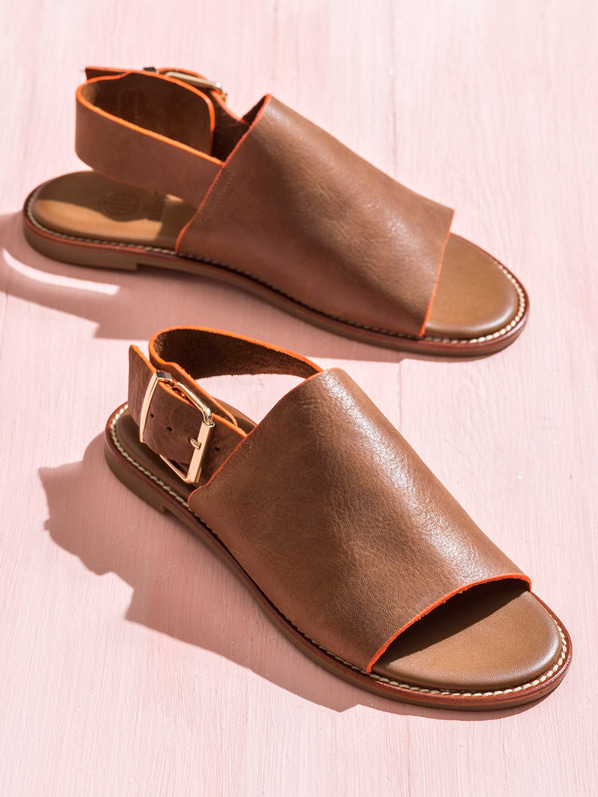 Taba deri kadın sandalet - Elle Shoes