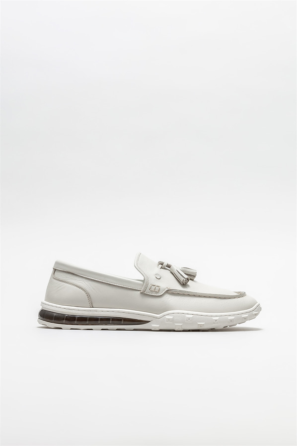 Ekru deri erkek loafer - Elle Shoes