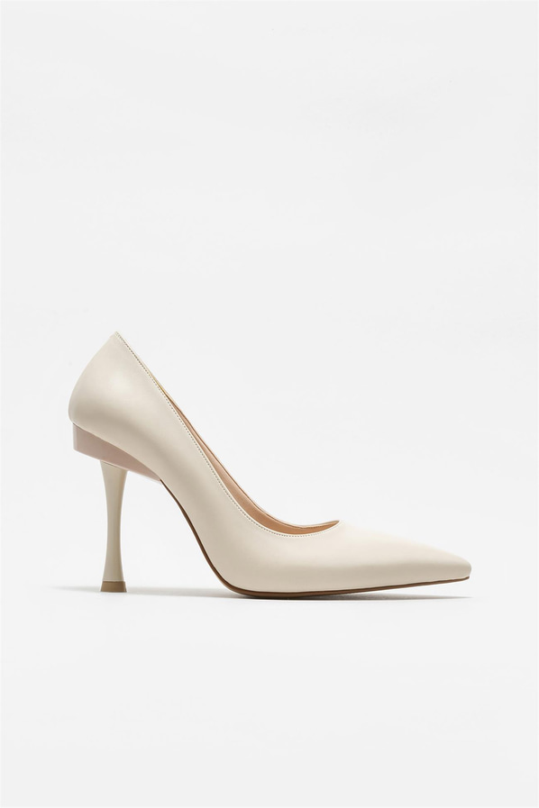 Ekru kadın stiletto - Elle Shoes