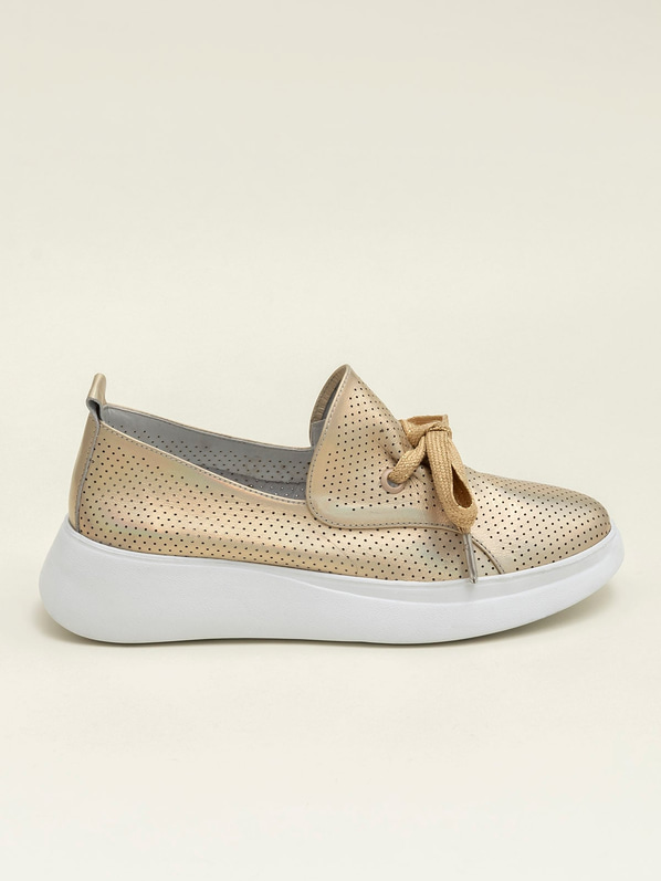 Gold deri kadın günlük ayakkabı, günlük kullanım için - Elle Shoes