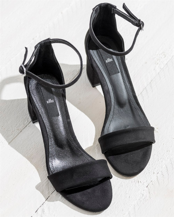 Siyah kalın topuklu kadın sandalet - Elle Shoes