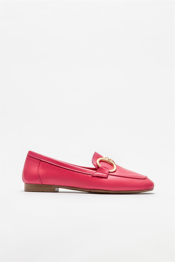 Fuşya deri kadın loafer, klasik stil için - Elle Shoes
