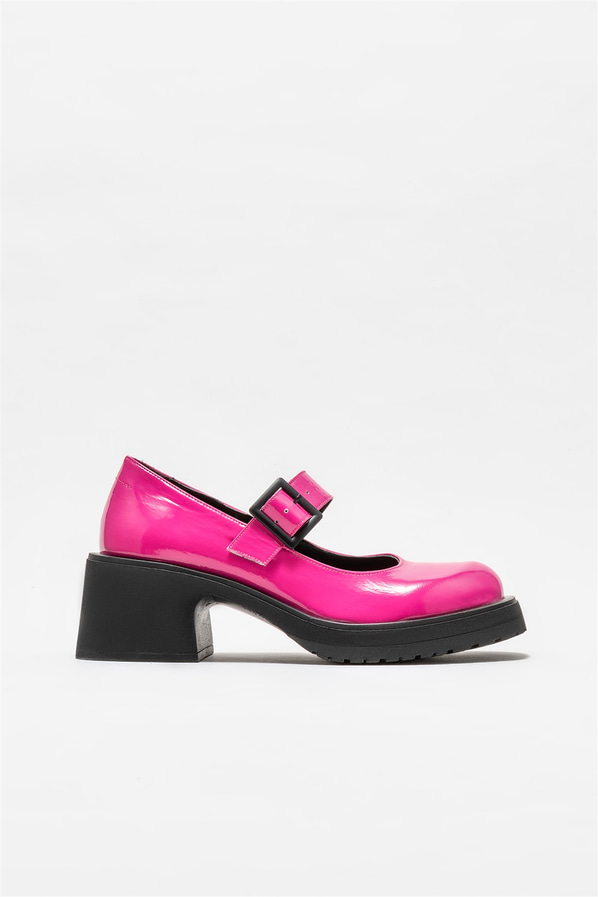 Fuşya deri topuklu kadın ayakkabı - Elle Shoes