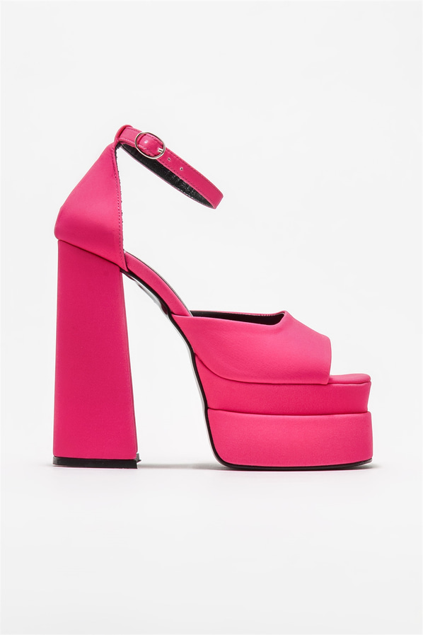 Fuşya kadın topuklu sandalet - Elle Shoes
