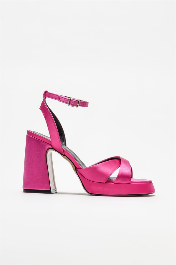Fuşya topuklu kadın sandalet - Elle Shoes