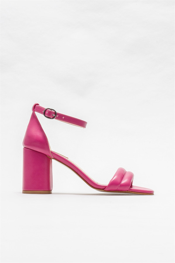 Fuşya topuklu kadın sandalet - Elle Shoes