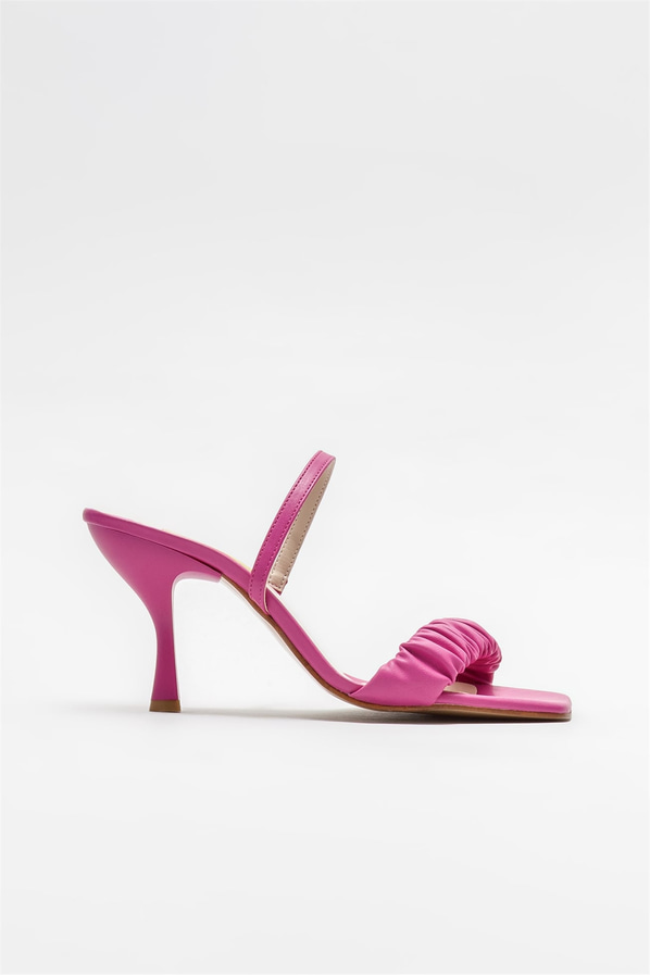 Fuşya topuklu kadın sandalet - Elle Shoes