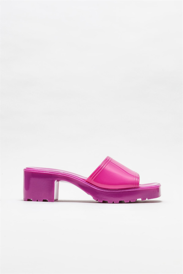Fuşya topuklu kadın terlik - Elle Shoes