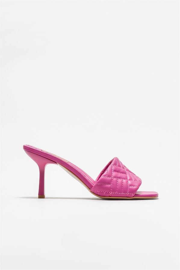 Fuşya topuklu kadın terlik - Elle Shoes