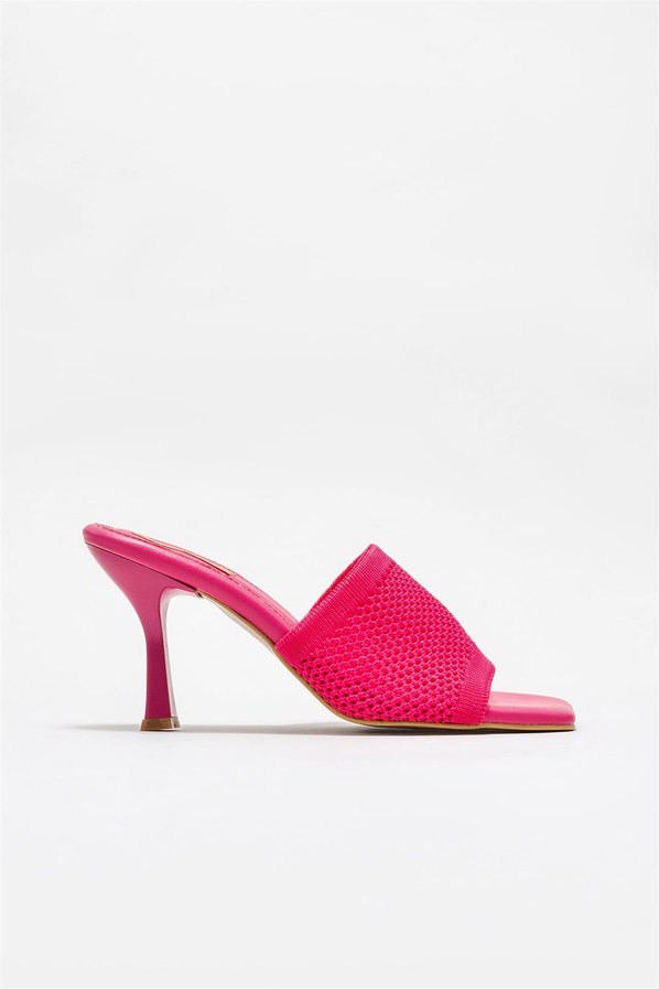 Fuşya topuklu kadın terlik - Elle Shoes