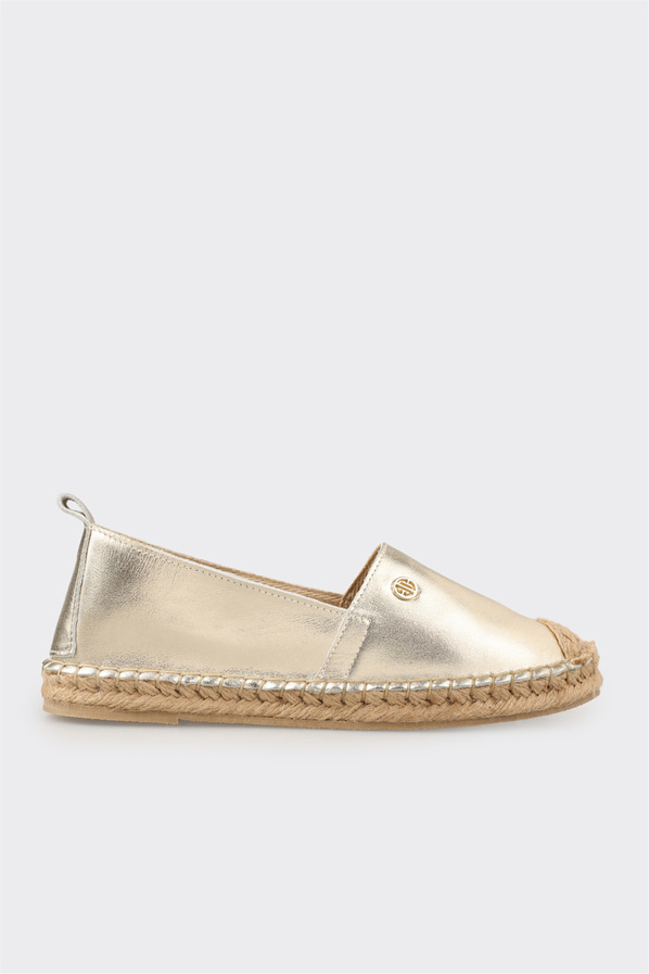 Gold deri kadın espadril - Elle Shoes