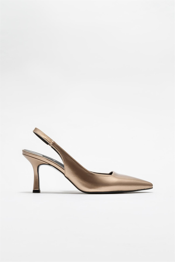 Gold topuklu kadın ayakkabı - Elle Shoes