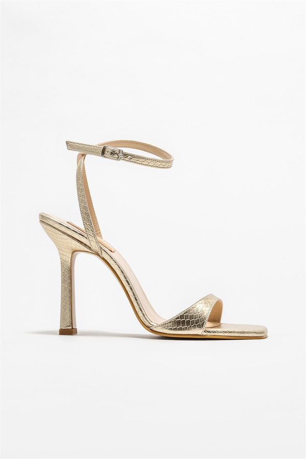 Gold topuklu kadın sandalet - Elle Shoes