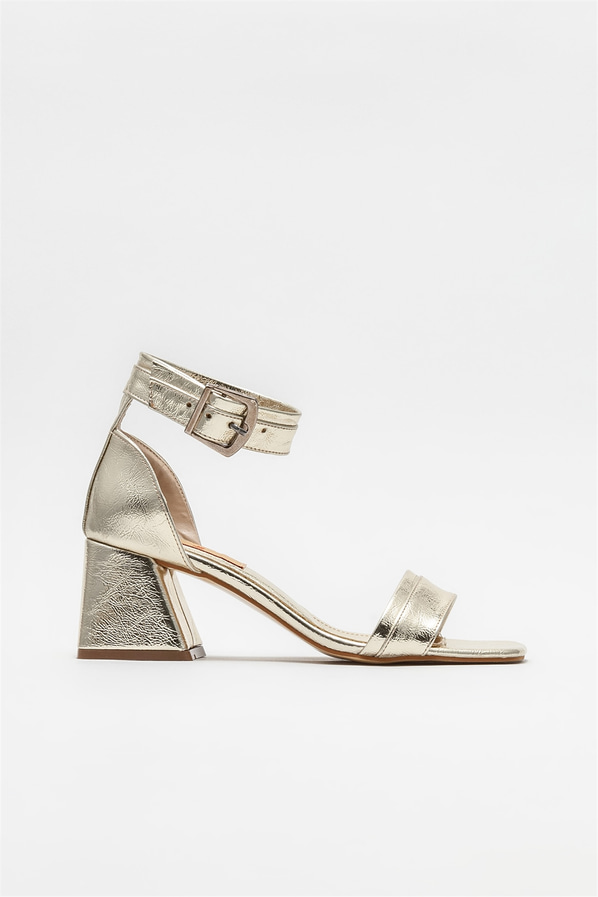 Gold topuklu kadın sandalet - Elle Shoes