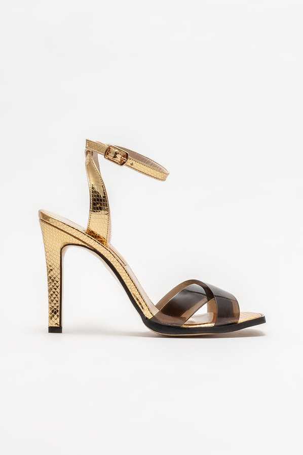 Gold topuklu kadın sandalet - Elle Shoes