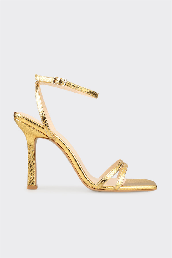 Gold topuklu kadın sandalet - Elle Shoes