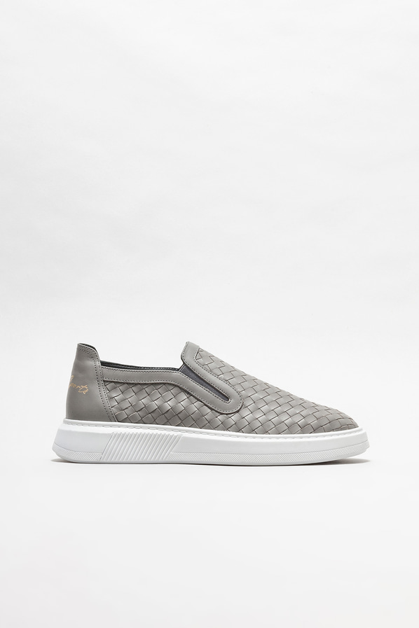 Gri deri erkek günlük ayakkabı, günlük kullanım için - Elle Shoes