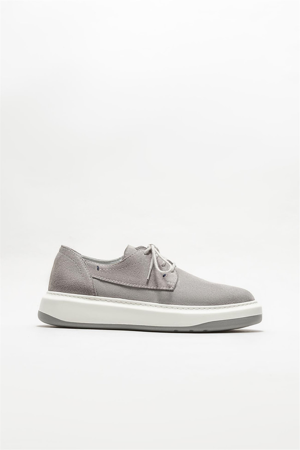 Gri deri erkek günlük ayakkabı, günlük kullanım için - Elle Shoes