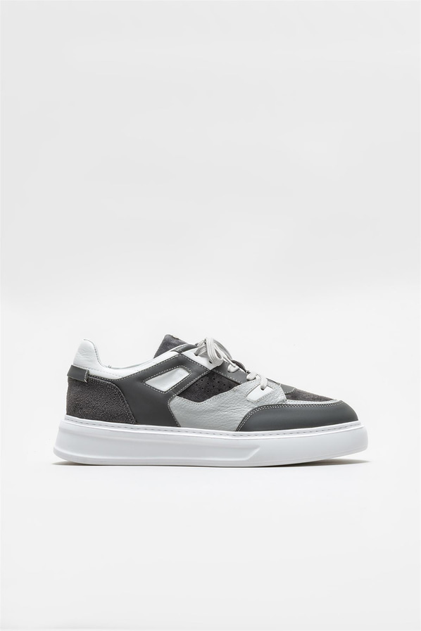 Gri deri erkek spor ayakkabı - Elle Shoes