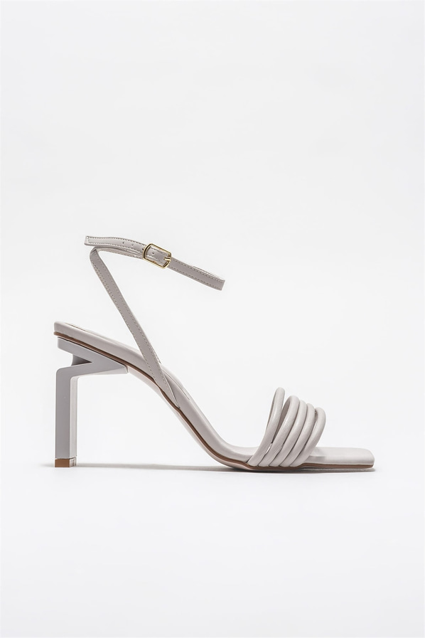 Gri topuklu kadın sandalet - Elle Shoes