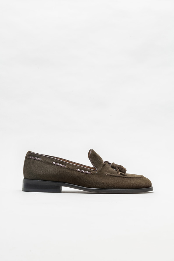 Haki deri erkek loafer - Elle Shoes