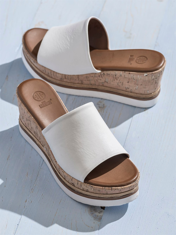 Beyaz kadın terlik - Elle Shoes