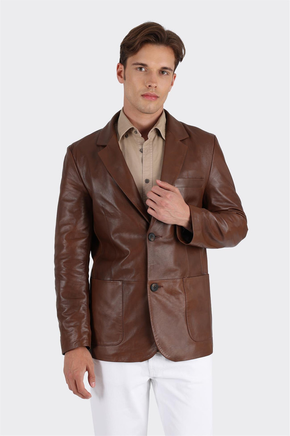 Kahve BULLOU ERKEK DERİ CEKET