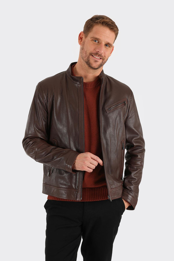 Kahve Deri Erkek Ceket