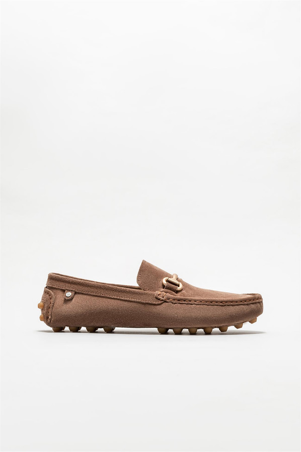 Kahve deri erkek loafer, günlük kullanım için - Elle Shoes