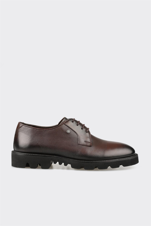 Kahve deri erkek günlük ayakkabı, günlük kullanım için - Elle Shoes